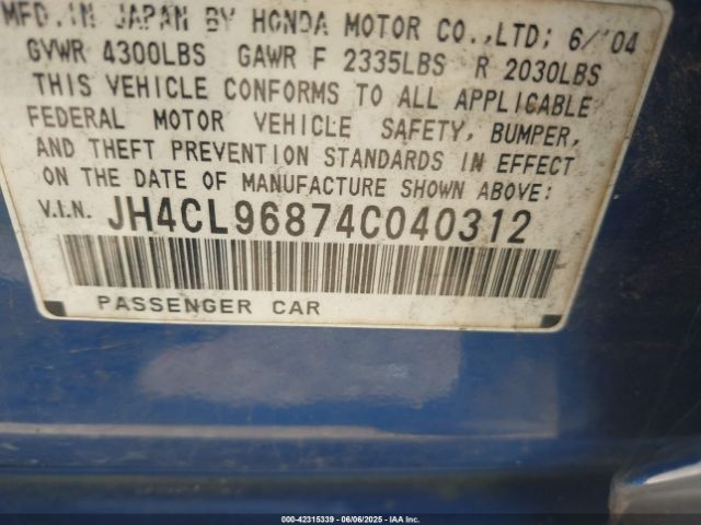 2004 ACURA TSX JH4CL96874C040312 Photo 8
