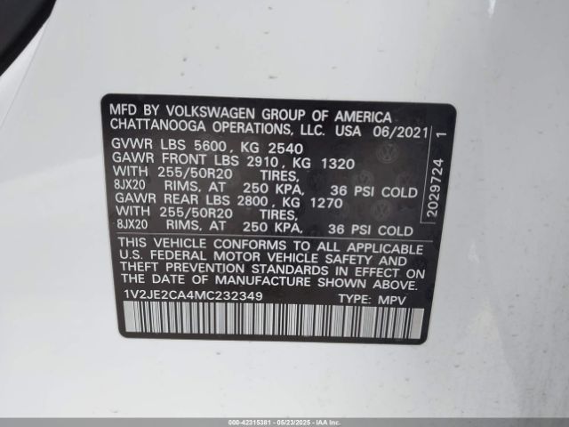 2021 VOLKSWAGEN ATLAS CROSS SPORT 1V2JE2CA4MC232349 Photo 8