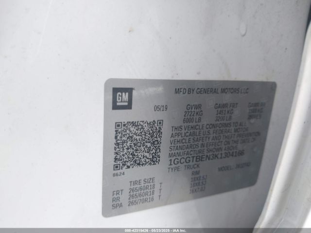1GCGTBEN3K1304166 Chevrolet Colorado Wt