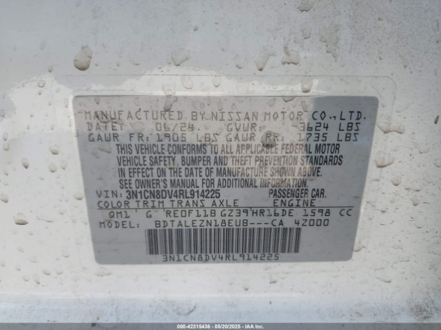 3N1CN8DV4RL914225 Nissan 2024