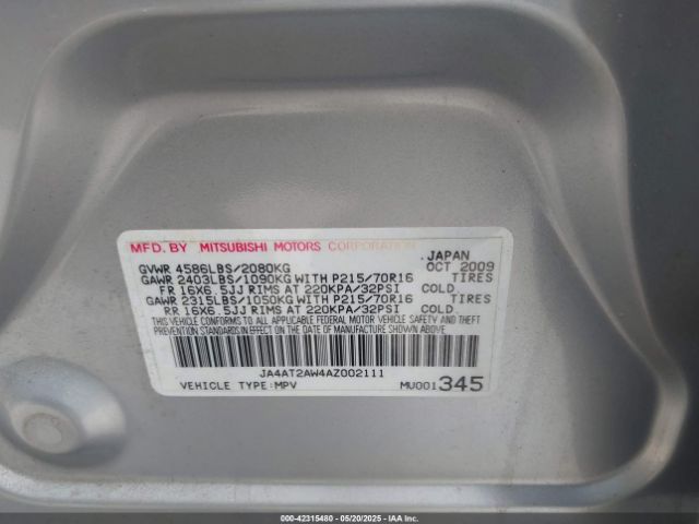 2010 MITSUBISHI OUTLANDER JA4AT2AW4AZ002111 Photo 8