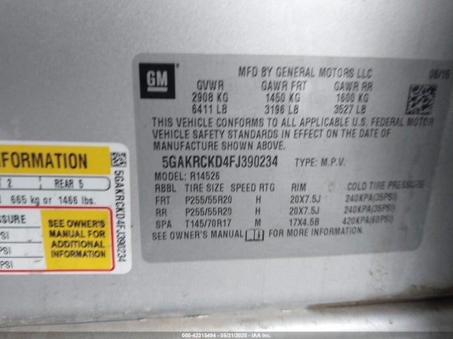 5GAKRCKD4FJ390234 Buick llt