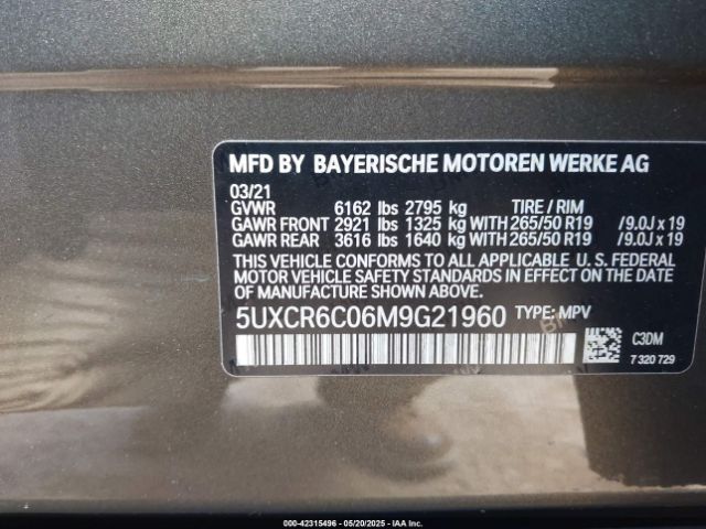 2021 BMW X5 5UXCR6C06M9G21960 Photo 8