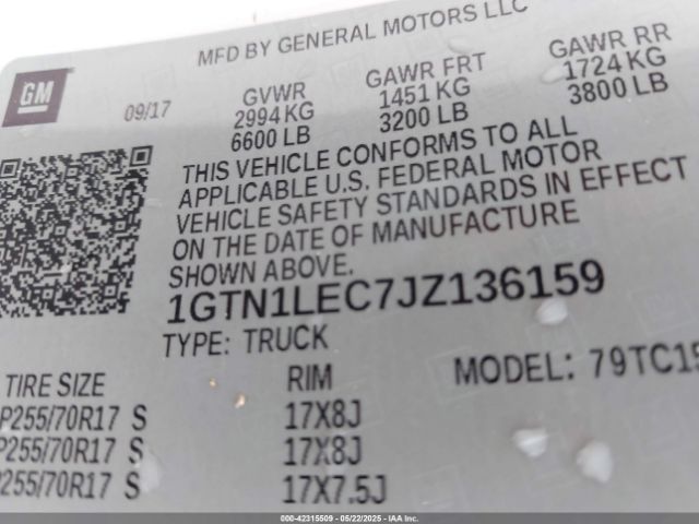2018 GMC SIERRA 1500 1GTN1LEC7JZ136159 Photo 8