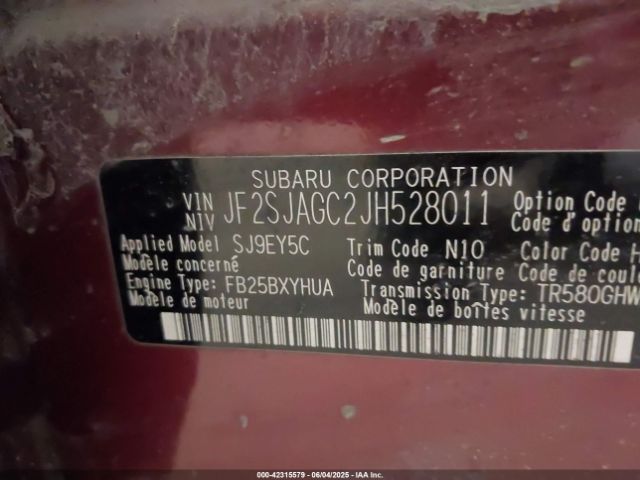 2018 SUBARU FORESTER JF2SJAGC2JH528011 Photo 8