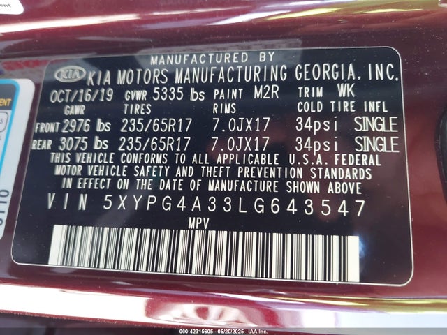5XYPG4A33LG643547 KIA gdi theta-ii