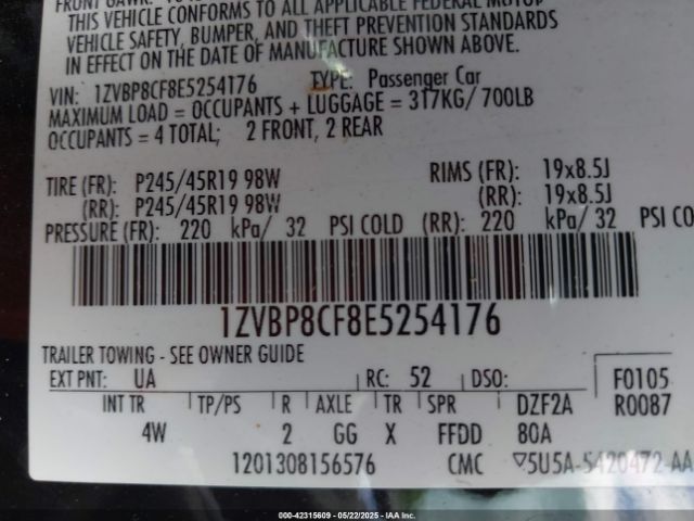 2014 FORD MUSTANG 1ZVBP8CF8E5254176 Photo 8