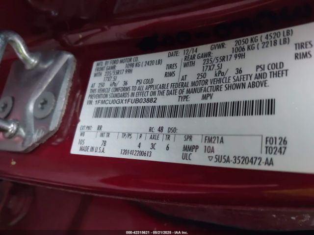 1FMCU0GX1FUB03882 Ford ESCAPE SE