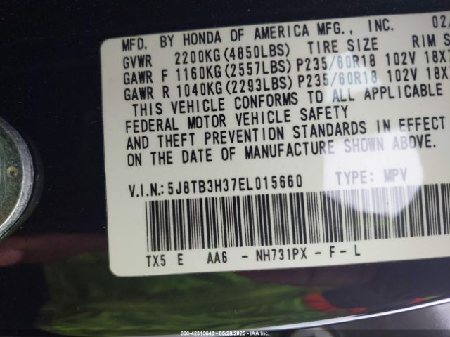 2014 ACURA RDX 5J8TB3H37EL015660 Photo 8