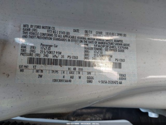 1FADP3F24EL137056 Ford FOCUS SE
