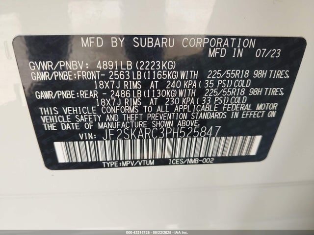 Subaru na u5 2023 JF2SKARC3PH525847 Image 9