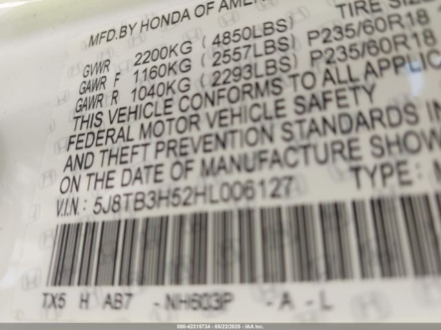 5J8TB3H52HL006127 Acura Rdx Technology   Acurawatch Plus Packages/w/technology Package