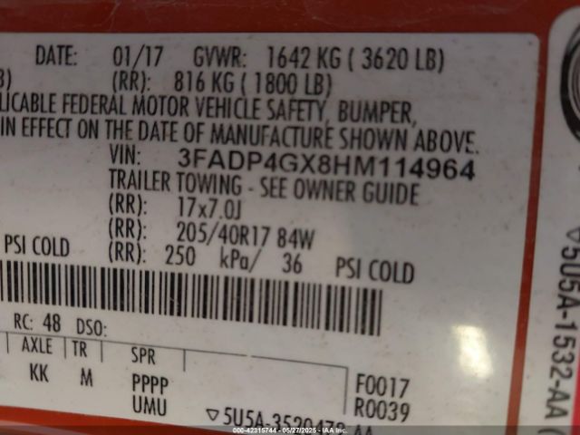 3FADP4GX8HM114964 Ford FIESTA ST