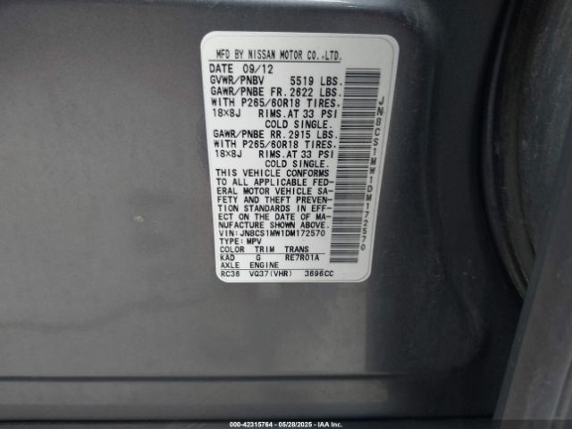 2013 INFINITI FX37 JN8CS1MW1DM172570 Photo 8