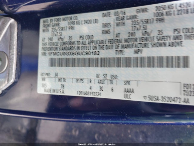 1FMCU0GX6GUC90182 Ford 2016