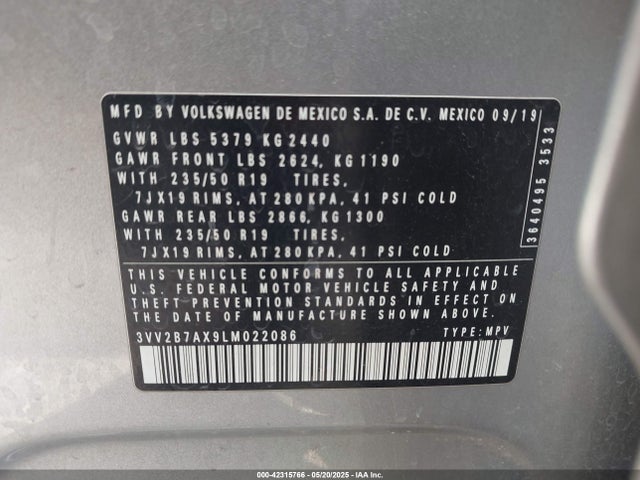 3VV2B7AX9LM022086 Volkswagen 2020