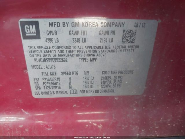 KL4CJBSB8EB522692 Buick Encore Convenience