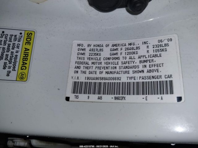 2009 ACURA TL 19UUA96589A006692 Photo 8