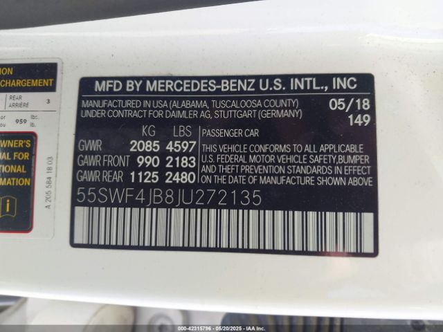 55SWF4JB8JU272135 Mercedes-Benz C 300