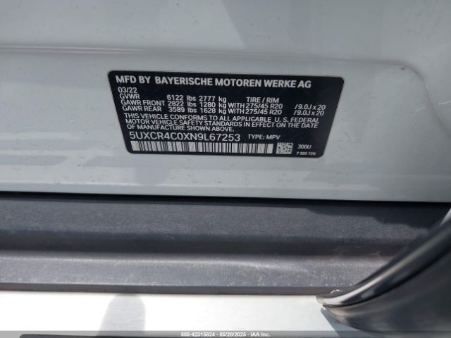 5UXCR4C0XN9L67253 BMW 2022