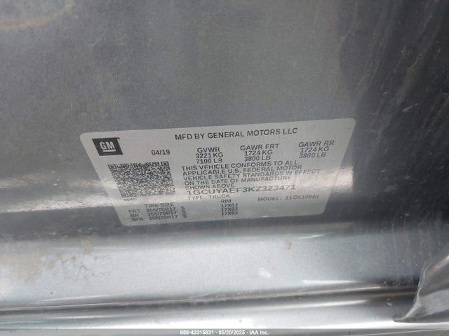 1GCUYAEF3KZ323471 Chevrolet Silverado 1500 Work Truck