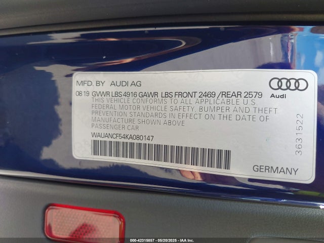 Audi A5 2019 WAUANCF54KA080147 Image 9