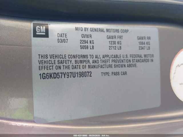 2007 CADILLAC DTS 1G6KD57Y97U198072 Photo 8