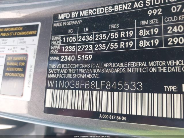 W1N0G8EB8LF845533 Mercedes-Benz Glc 300 4matic