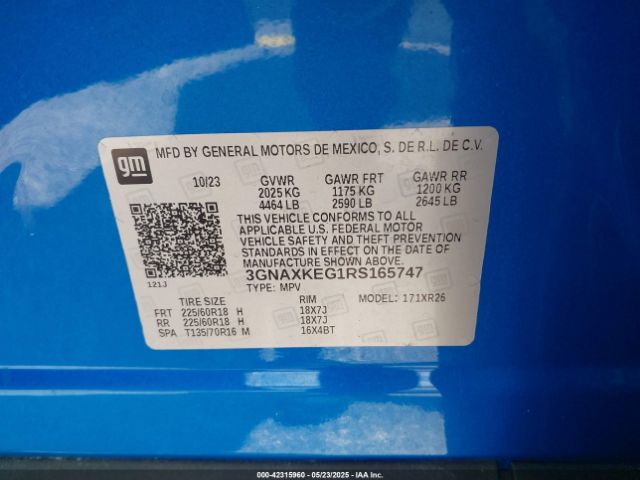 3GNAXKEG1RS165747 Chevrolet Equinox Fwd Lt