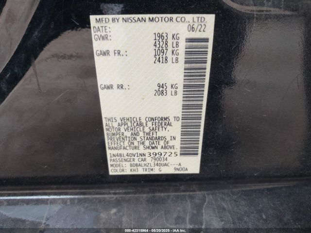 2022 NISSAN ALTIMA 1N4BL4DV1NN399725 Photo 8