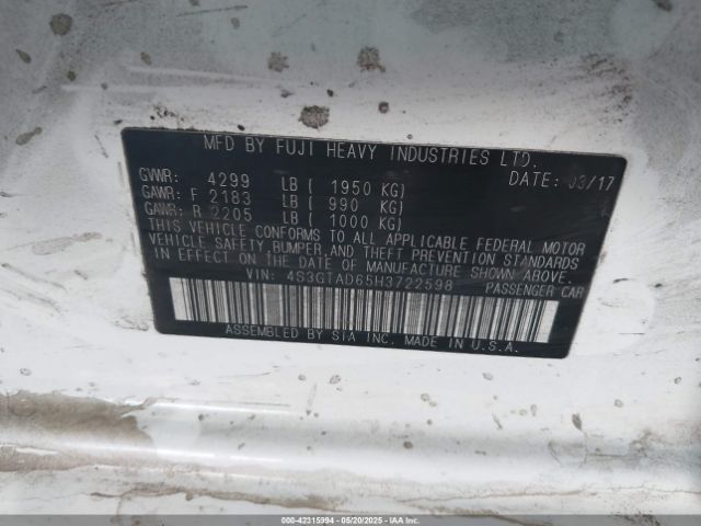 4S3GTAD65H3722598 Subaru Impreza 2.0i Premium