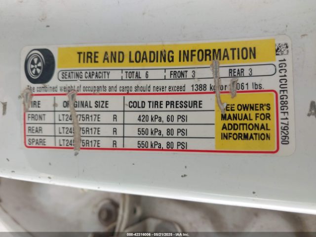 1GC1CUEG8GF179260 Chevrolet Silverado 2500hd Wt