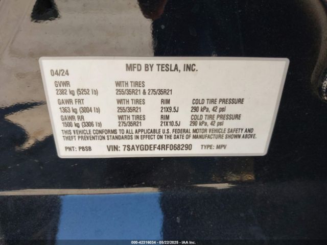 2024 TESLA MODEL Y 7SAYGDEF4RF068290 Photo 8