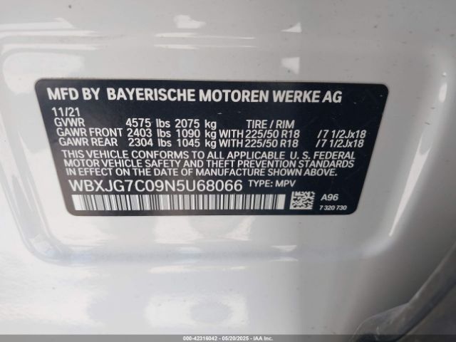 WBXJG7C09N5U68066 BMW X1 Sdrive28i