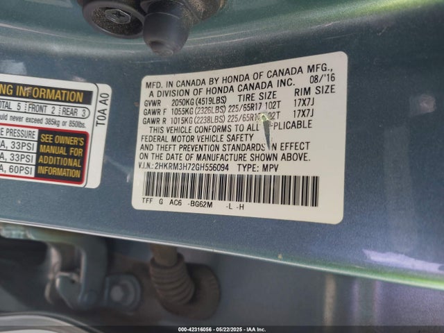 2HKRM3H72GH556094 Honda k24w9