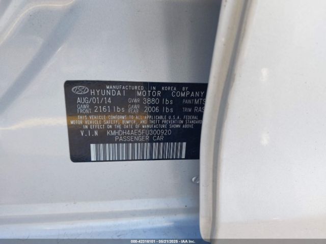 KMHDH4AE5FU300920 Hyundai ELANTRA SE