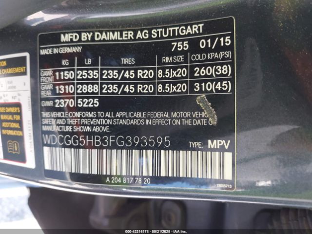 2015 MERCEDES-BENZ GLK 350 WDCGG5HB3FG393595 Photo 8