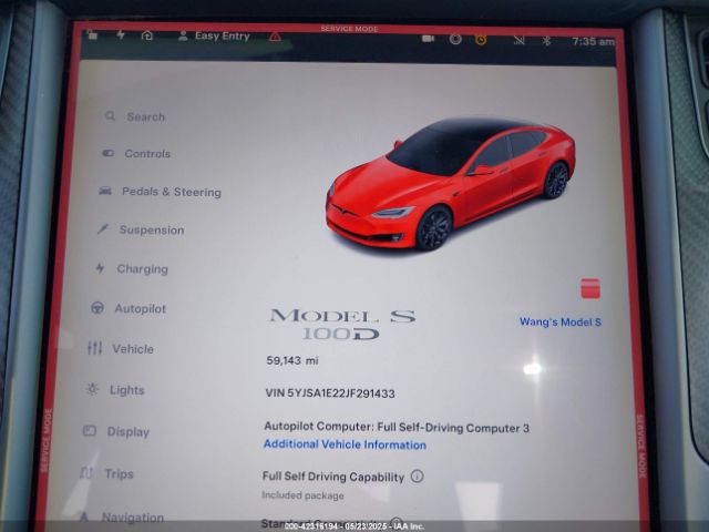 5YJSA1E22JF291433 Tesla Model S 100d/75d/p100d