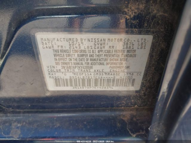 3N1AB7AP7KY428596 Nissan Sentra