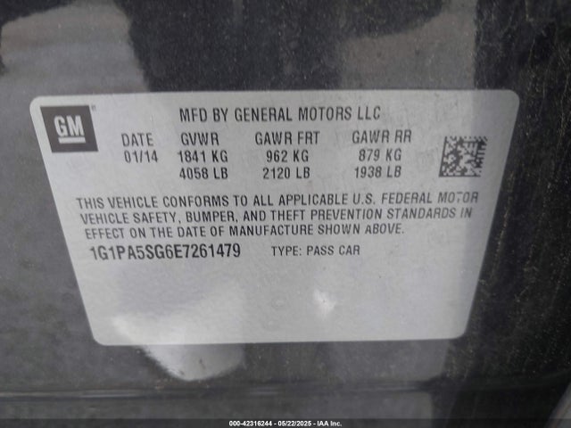 1G1PA5SG6E7261479 Chevrolet Cruze Ls Auto