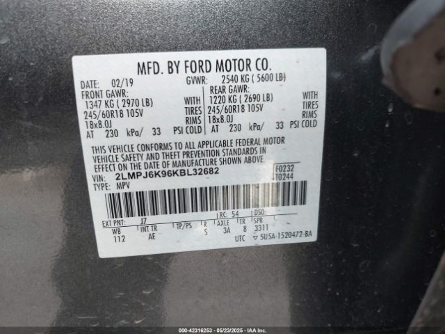 2LMPJ6K96KBL32682 Lincoln 2.0l gtdi