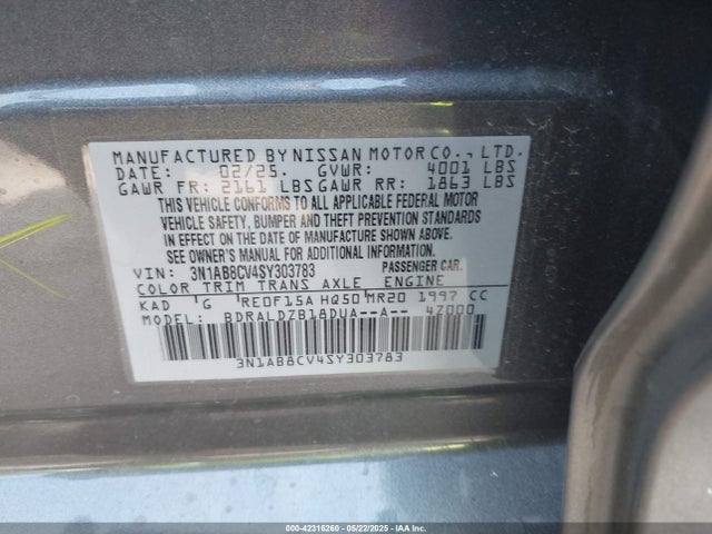 3N1AB8CV4SY303783 Nissan SENTRA SV