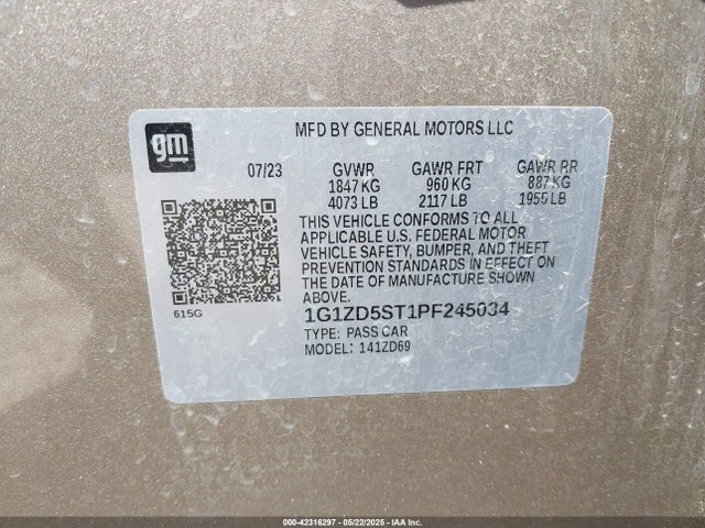 1G1ZD5ST1PF245034 Chevrolet Malibu Fwd 1lt