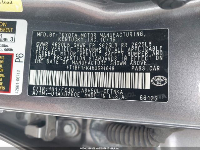 4T1BF1FK4HU694648 Toyota CAMRY LE