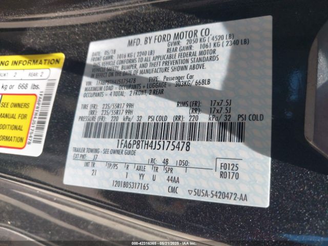 2018 FORD MUSTANG 1FA6P8TH4J5175478 Photo 8