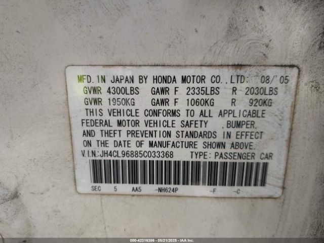 2005 ACURA TSX JH4CL96885C033368 Photo 8