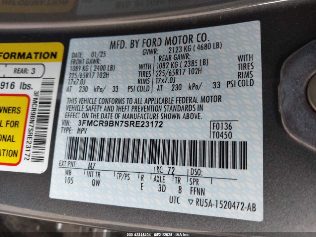 3FMCR9BN7SRE23172 Ford Bronco Sport Big Bend