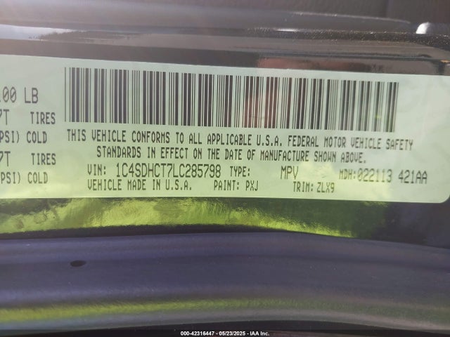 1C4SDHCT7LC285798 Dodge 2020