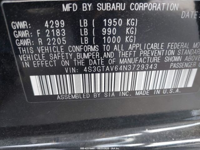4S3GTAV64N3729343 Subaru Impreza Premium 5-door