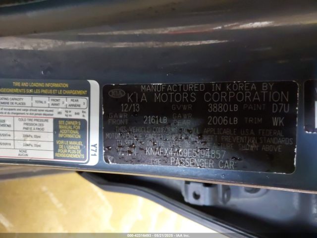 KNAFX4A69E5194857 KIA FORTE LX